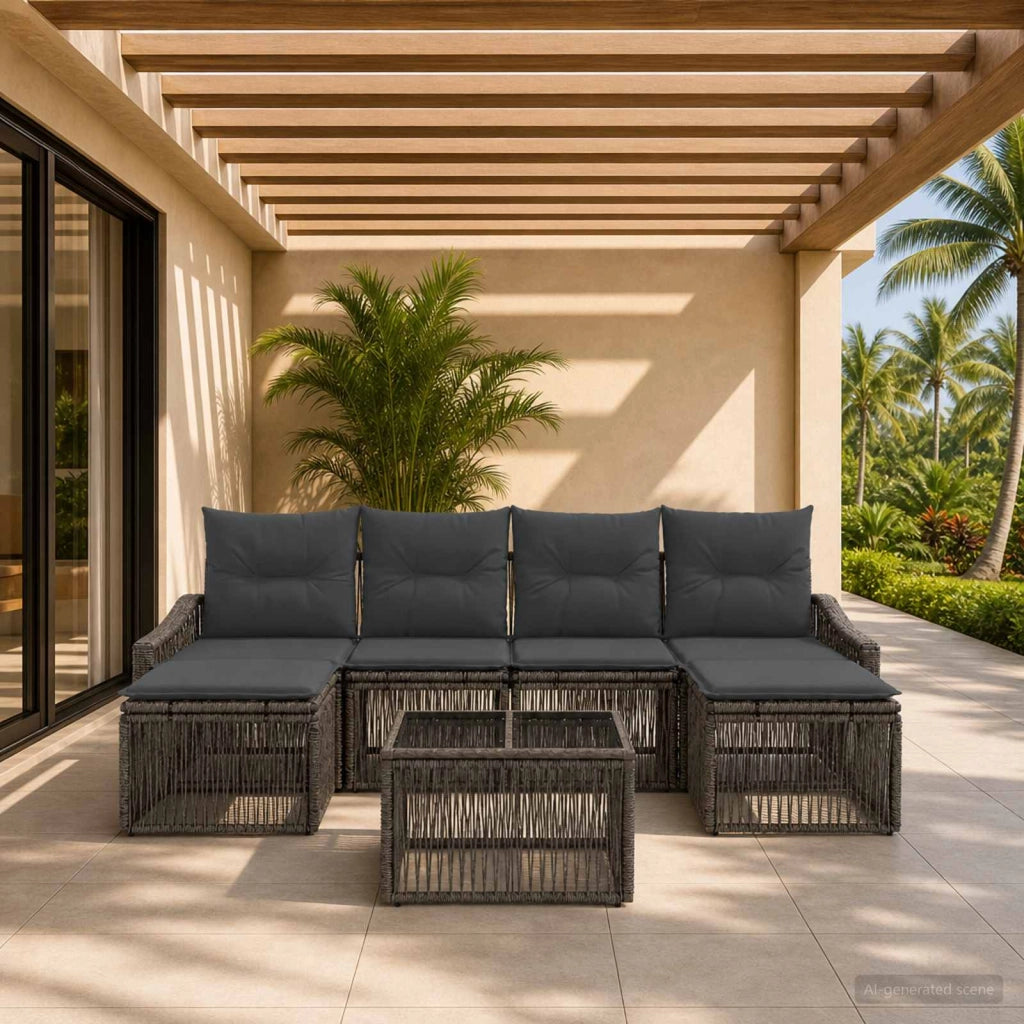 Set Divano da Giardino 7 pz Grigio polyrattan 3436088