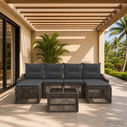Set Divano da Giardino 7 pz Grigio polyrattan 3436088