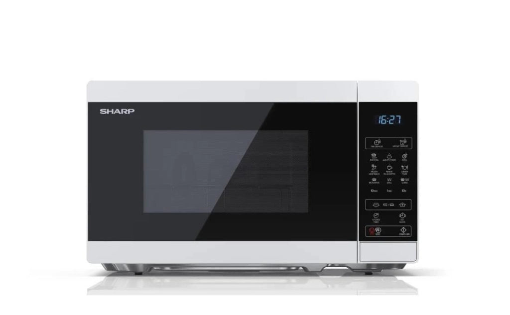 Sharp YC-MG02E-W forno a microonde Blu, Bianco Superficie piana 20 L 800 W