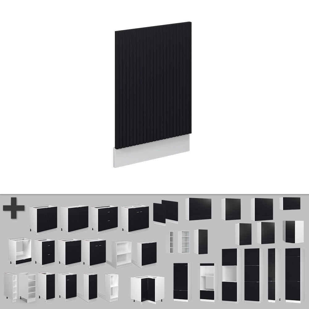 Pannello frontale Fame-Line Nero rigato/Bianco 45 cm, PL Marmo Vicco