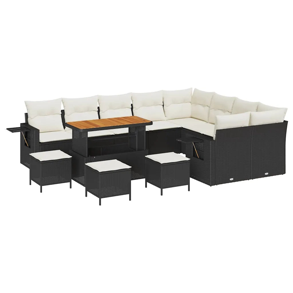 Set Divano da Giardino 13 pcs Nero e Crema polyrattan 3363740