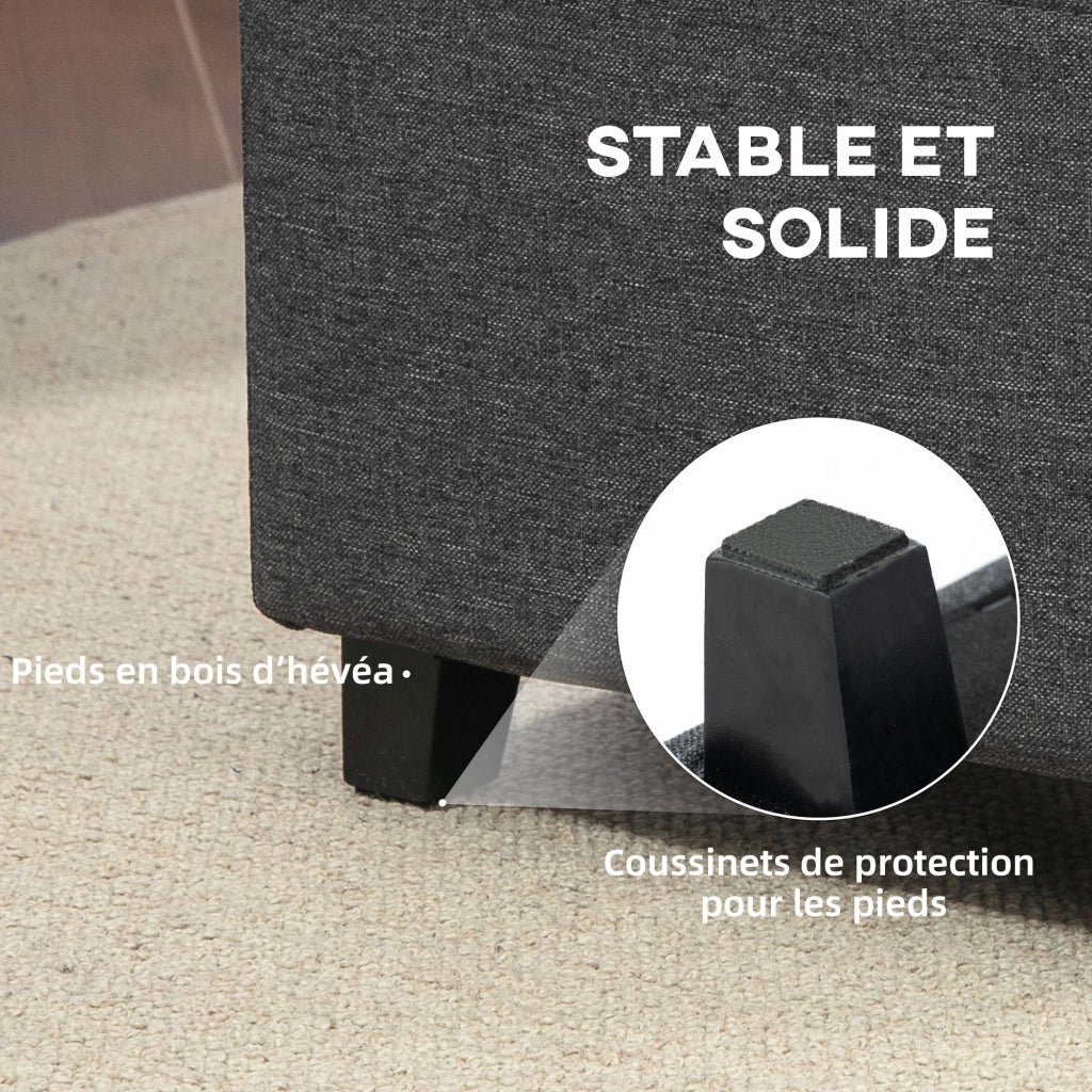 Pouf imbottito con tasca laterale ¨C Xylo ¨C tessuto grigio 35x35x35 cm