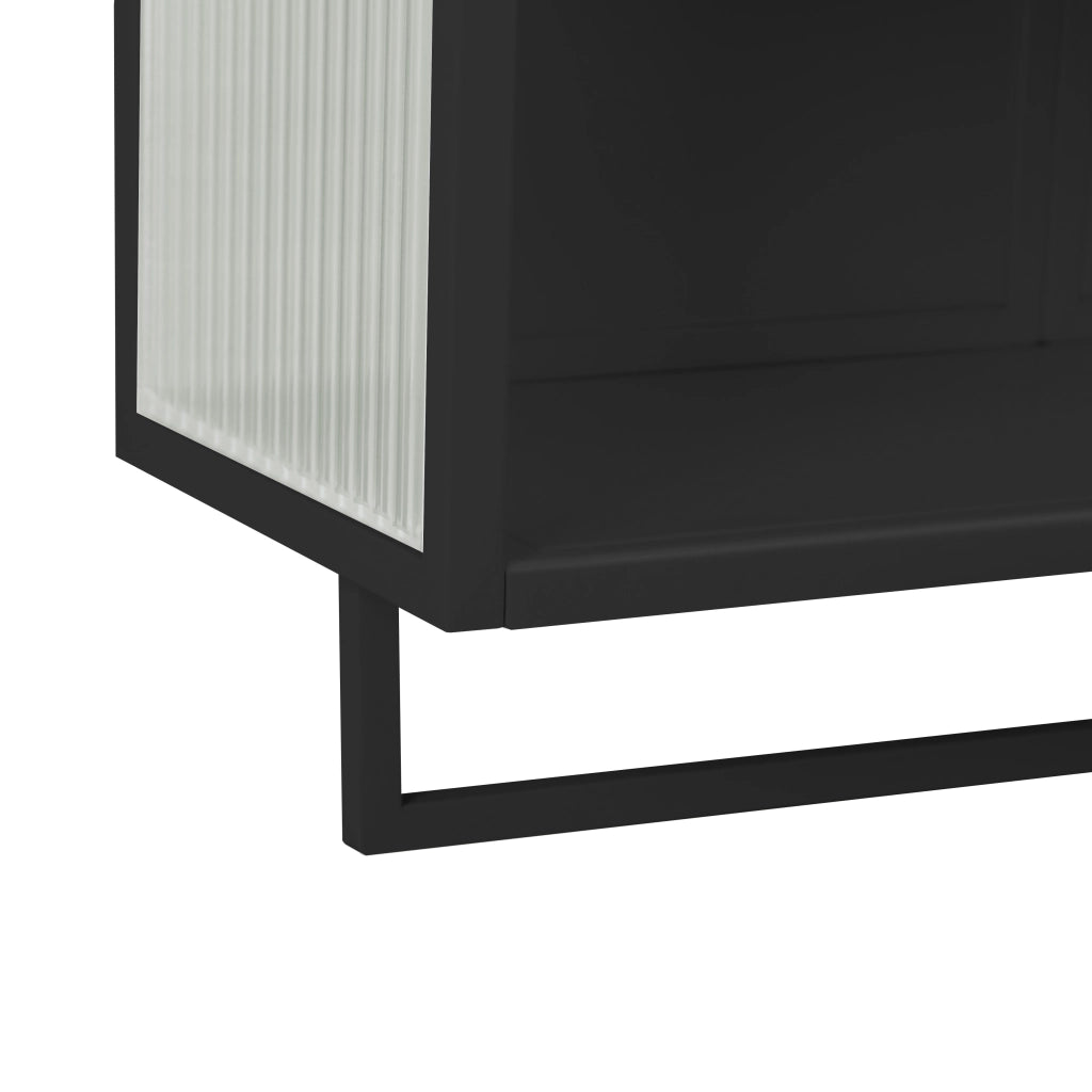 Pensile con 2 Ante; 1 Ripiano Aperto e Portasciugamani per Bagno in Metallo 60 × 23 × 78 cm Nero