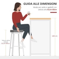 Tavolo Alto da Cucina e Bar con 3 Mensole, Struttura in Acciaio e MDF, Stile Moderno, Bianco, 115x55x100cm