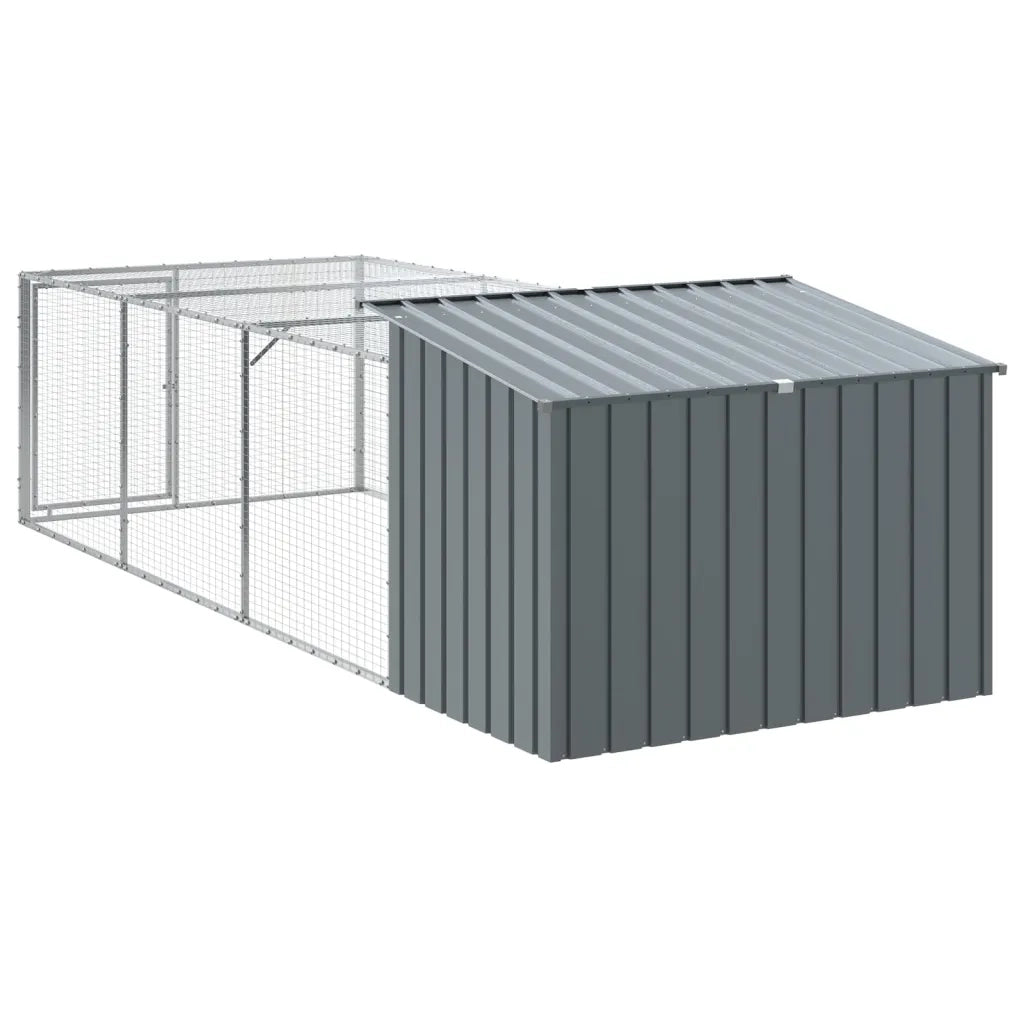 Cuccia per cani con recinto antracite 153x396x110 cm in acciaio zincato
