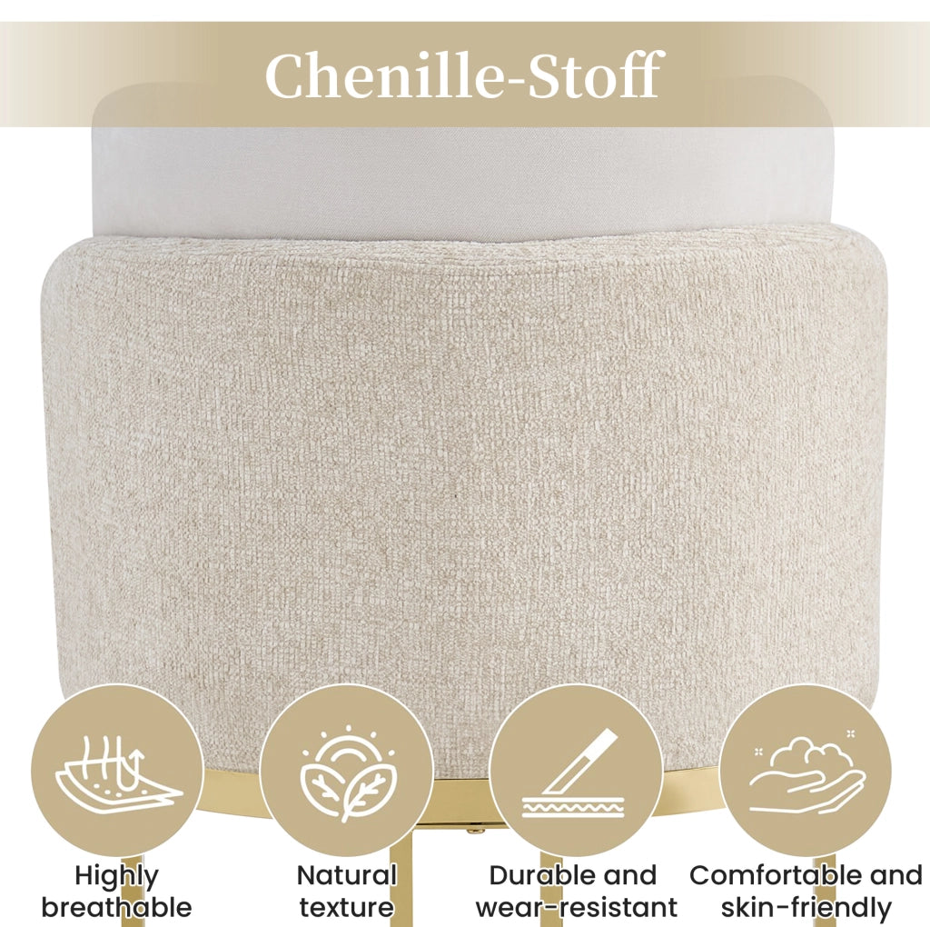 Set di 2 sedie in ciniglia beige e oro con doppio schienale