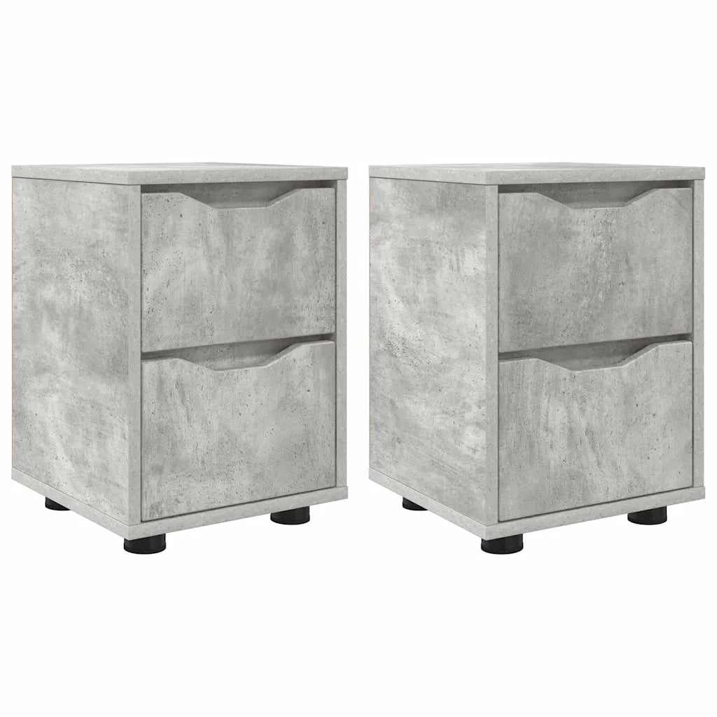 Set di 2 Comodini | Armadio da Notte | Mobiletto da notte con cassetto Grigio cemento 30,5 x 30 x 43 cm