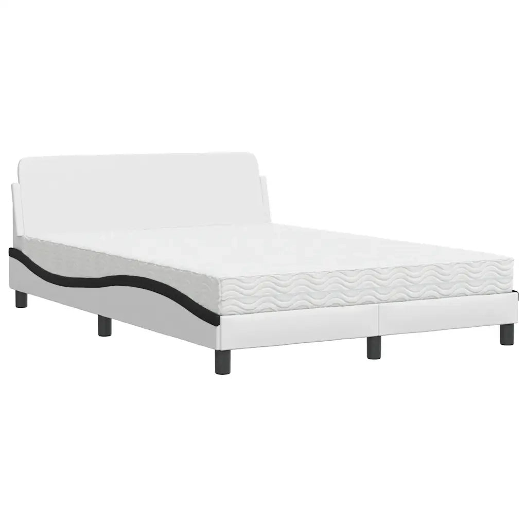 Letto con Materasso Bianco e Nero 140x200 cm in Similpelle