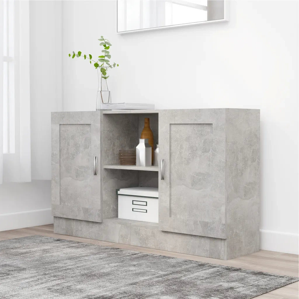 Credenza | Madia | Buffet da pranzo | Armadio da pranzo Grigio Cemento 120x30,5x70 cm in Legno Multistrato