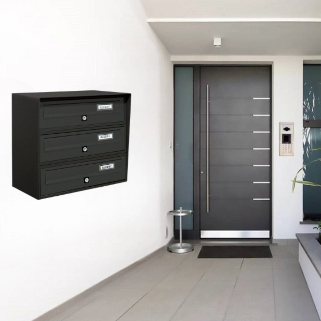 ALUBOX SLIM Cassette Postali Condominiali 3 Posti 37,8X39X30 Cm In Lamiera Zincata E Alluminio Cassetta Postale Da Esterno Condominiale Con Sistema Anti Prelievo
