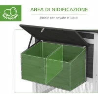 Gabbia per Galline o Anatre, Pollaio Prefabbricato in Legno con Tetto Impermeabile, 178x95x100 cm, Grigio
