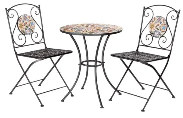 Set tavolo mosaico+2 sedie flower