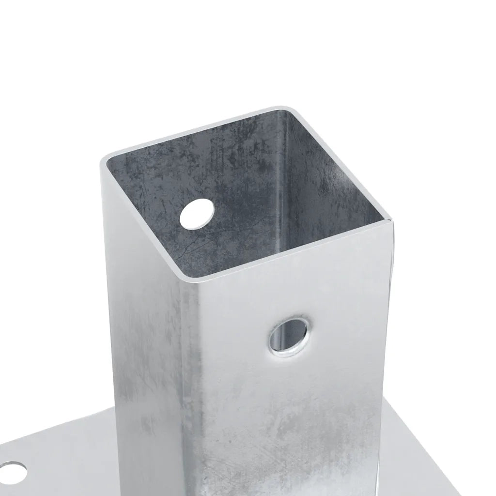 Basi per Pali Quadrate 4 pz Argento 61x61 mm in Acciaio Zincato 42000004