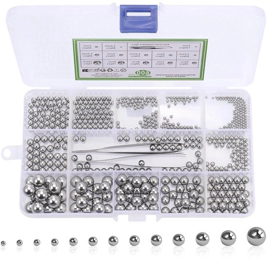 600 pezzi di cuscinetti a sfera in acciaio 13 misure sfere in acciaio inossidabile 2 mm - 10 mm precisione sfere metalliche inossidabili robuste sfere in acciaio inossidabile cuscinetti a sfera lucidati per biciclette.