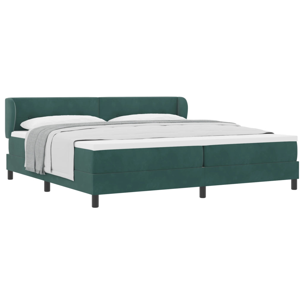 Letto Box Spring con Materasso Verde Scuro 200x200 cm Velluto
