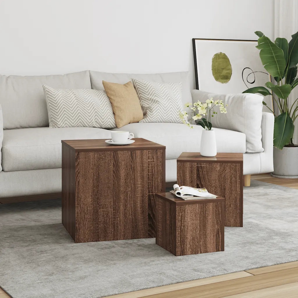 Credenze 3 pz | Madia | Buffet da pranzo | Armadio da pranzo Rovere Marrone in Legno Multistrato