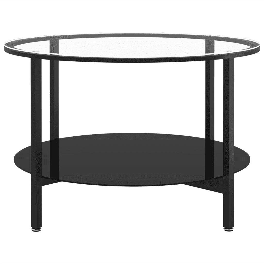 Tavolino da salotto | Tavolino da caff¨¨ | Tavolino da Soggiorno Nero e Trasparente 70 cm in Vetro Temperato