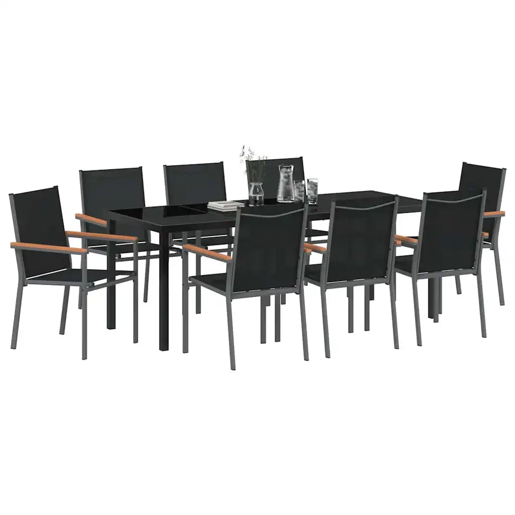 Set da Pranzo per Giardino 9 pcs Nero 3379092
