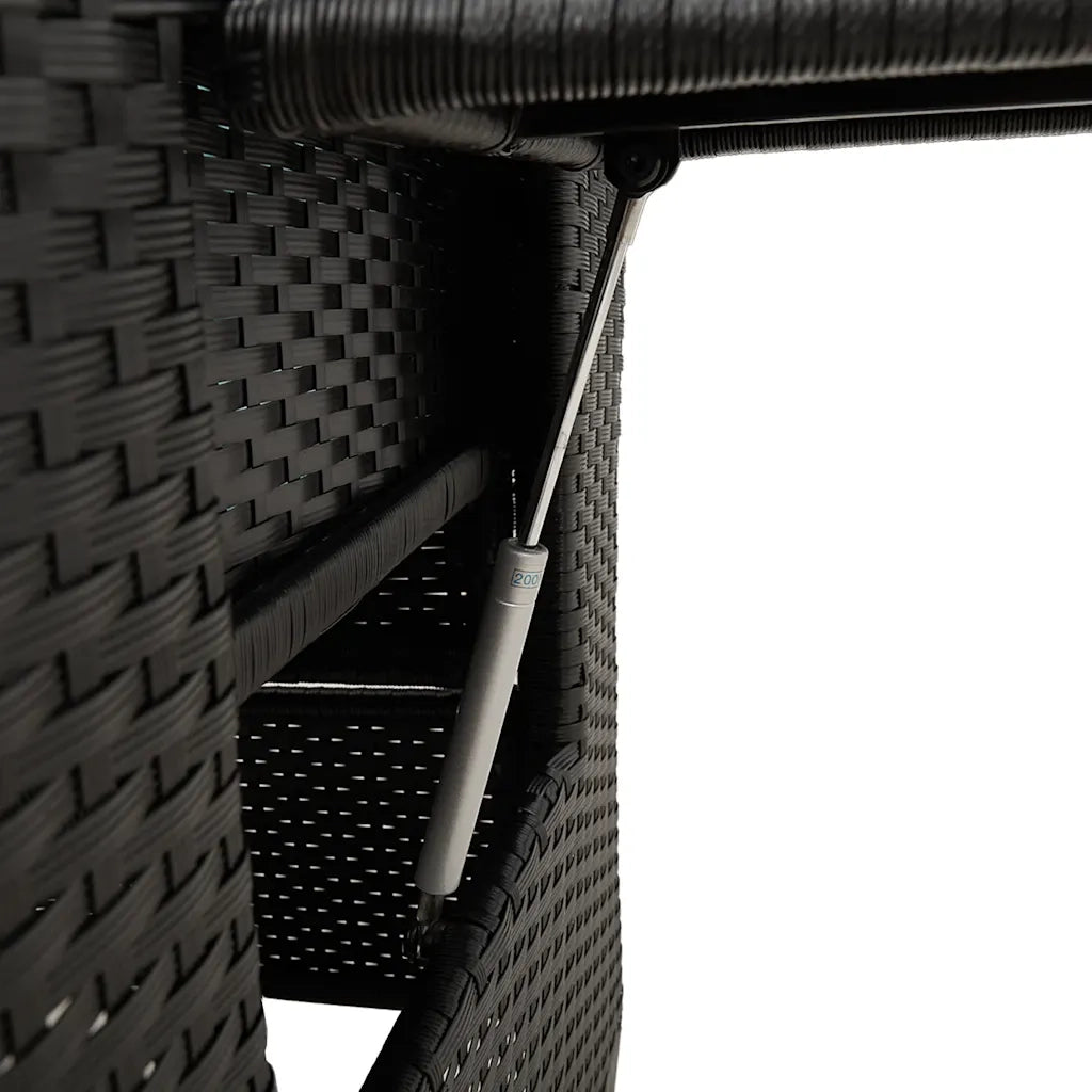 vidaXL Sedia Reclinabile da Giardino con Tavolino Nera Polyrattan