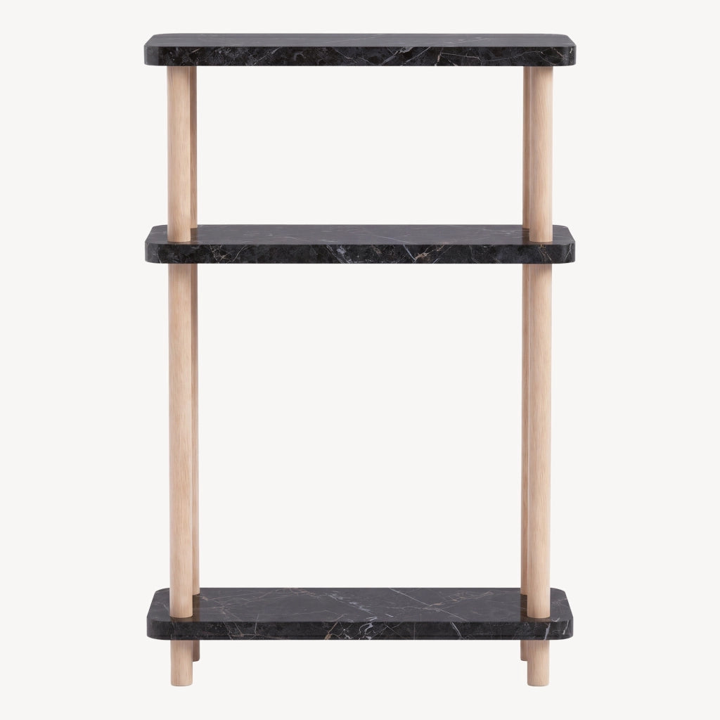 Scaffale da Terra Multiuso Nampernu a 3 Piani 62 x 40 x 18 cm - Effetto Marmo Nero [en.casa]