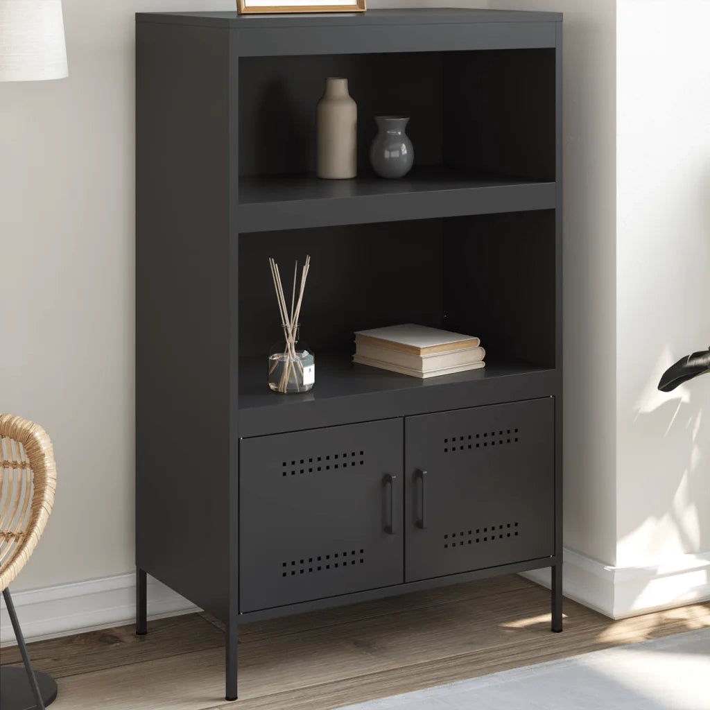 Credenza | Madia | Buffet da pranzo | Armadio da pranzo Nera 68x39x113 cm in Acciaio