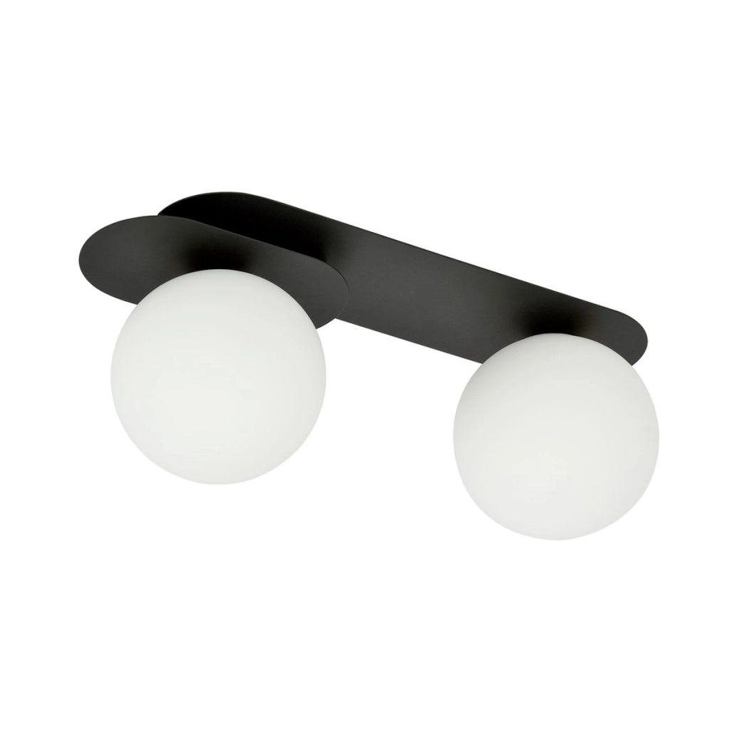 Lampada da soffitto PLAZA in acciaio nero e vetro opale