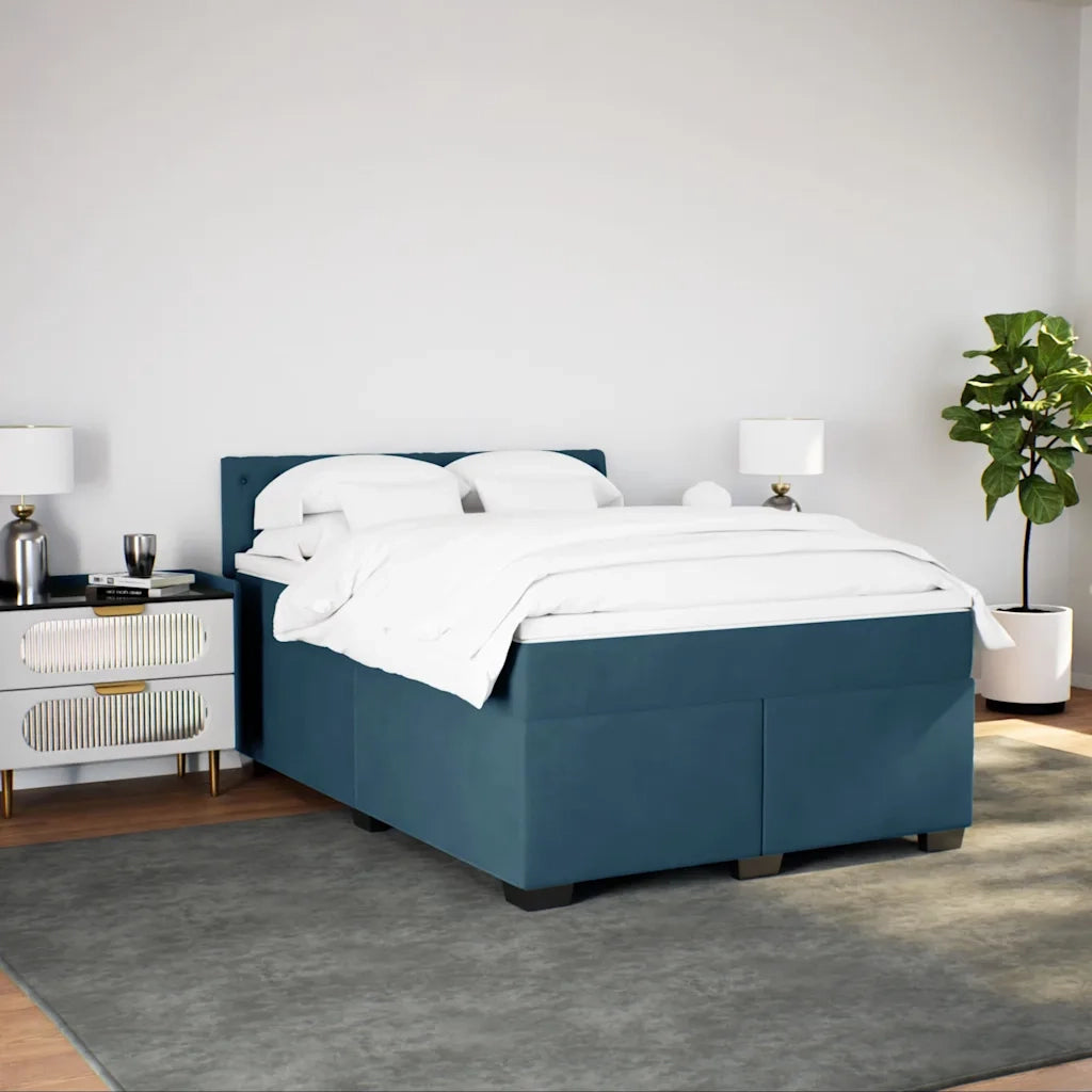 Giroletto a Molle con Materasso Blu 140x200 cm in Velluto 3288640
