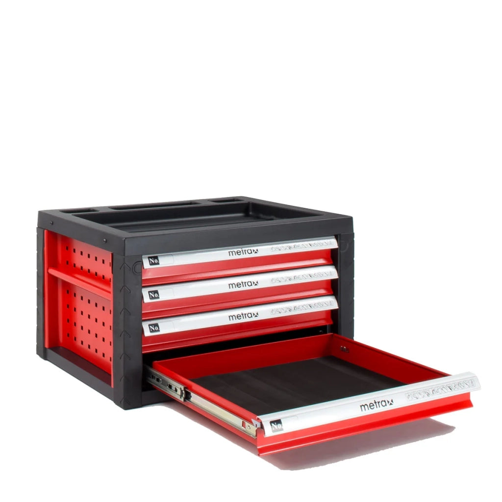 Cassetta degli attrezzi su carrello portautensili, colore rossa