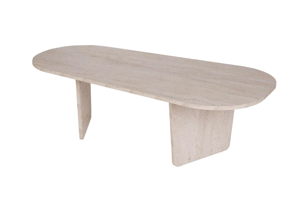 Tavolino da caffè in legno "Ovalis" - 130 x 65 x 40 cm - Travertino