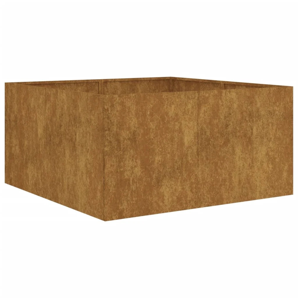 Vassoio fioriera aiuola rialzata piante fiori terrazzo giardino 80 x 80 x 40 cm acciaio corten marrone 02_0037907