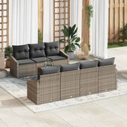 Set Divano da Giardino 8 pcs Grigio polyrattan