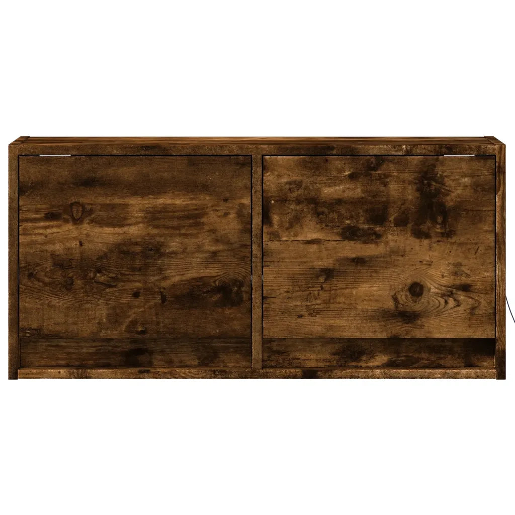 Mobile TV a Parete con Luci LED Rovere Fumo 80x31x35 cm 852359