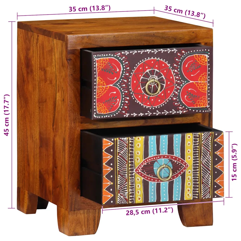 Comodini 2 pz-Set di 2 Tavolino da notte 35x35x45 cm in Legno Massello di Acacia