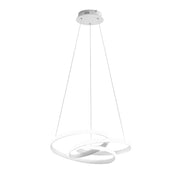 Diva - Lampada a sospensione led 80W dimmerabile - Design moderno in alluminio bianco satinato, luce calda 3000K, anelli intrecciati d.85cm