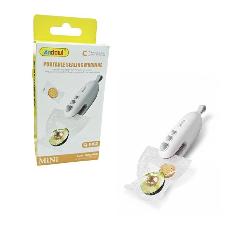 Trade Shop - Mini Macchina Sigillatrice Per Sacchetti Portatile Doppia Funzione Ricaricabile Q-fk2 -