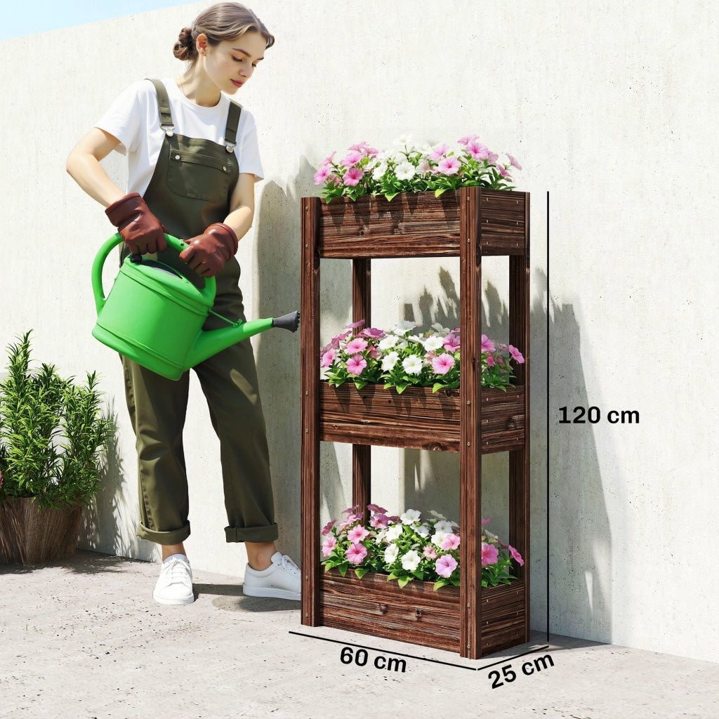 Fioriera da Giardino 3 Livelli ¨C zephmum ¨C 60x25x120 cm Marrone