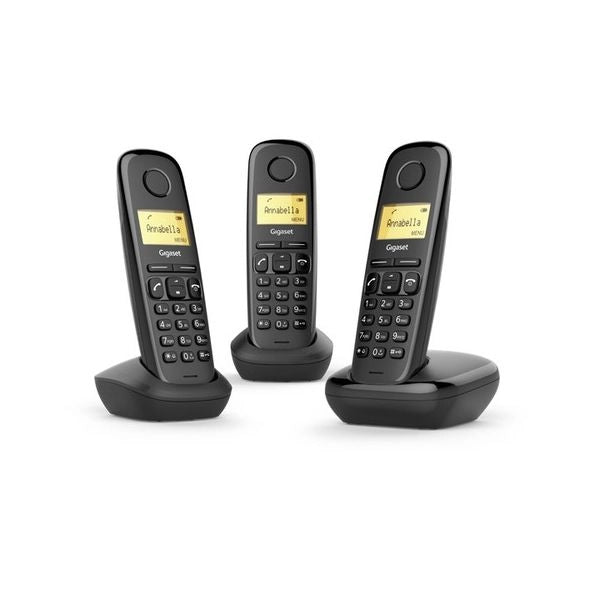 Telefono cordless gigaset a170 trio l36852h2802k111 black dect displ. alfanum. monoc., id chiamate, 10 suonerie, rubrica 50 nomi - A 170 TRIO
