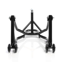 Cavalletto alzamoto anteriore sotto canotto, con rotelle e 5 adattatori sterzo 13-18 mm