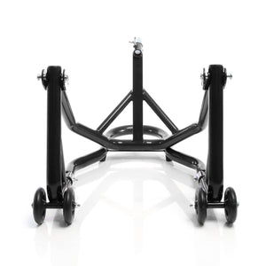 Cavalletto alzamoto anteriore sotto canotto, con rotelle e 5 adattatori sterzo 13-18 mm