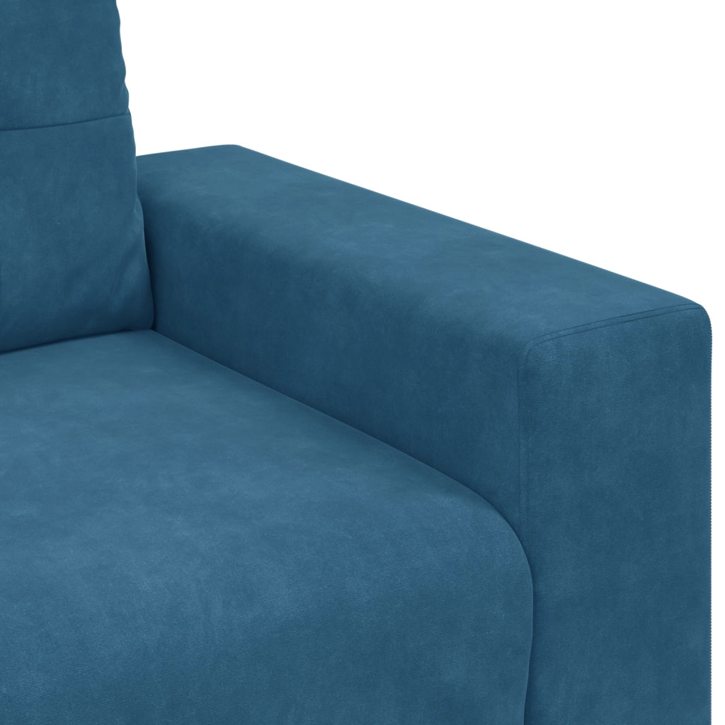 Set Divano 2 Pezzi con Cuscini in Velluto Blu