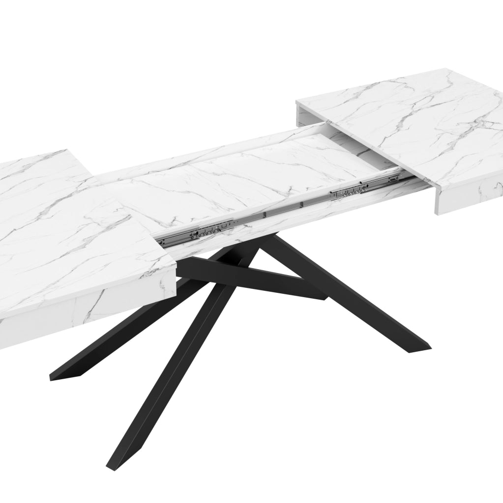 Tavolo da pranzo allungabile 140-180x80 cm; MDF bianco