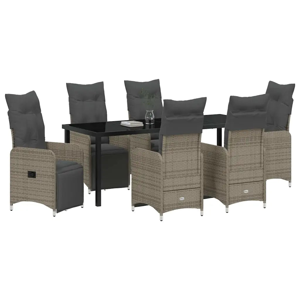 Set da Pranzo per Giardino con cuscino 7 pcs Beige polyrattan 3379686