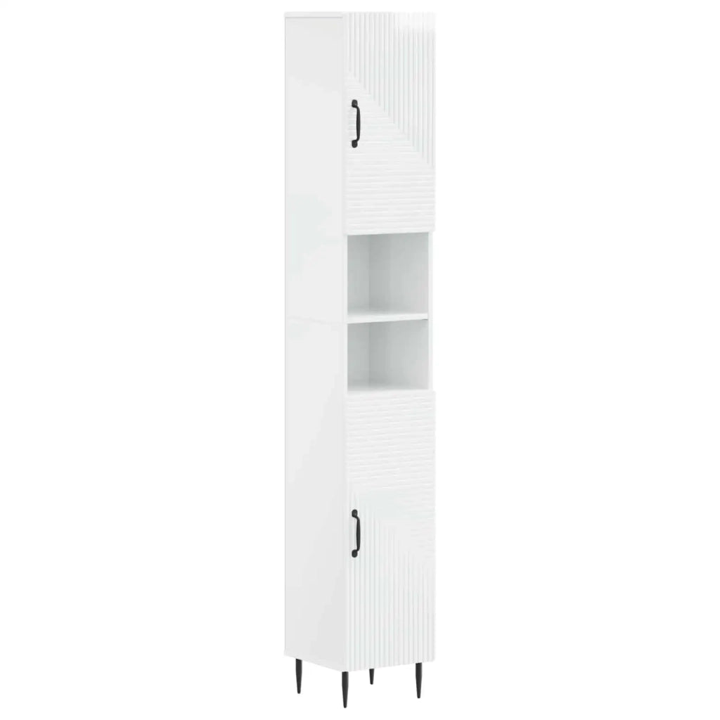Armadio da Bagno con Ripiano Aperto HAARLEM Bianco Lucido 896819