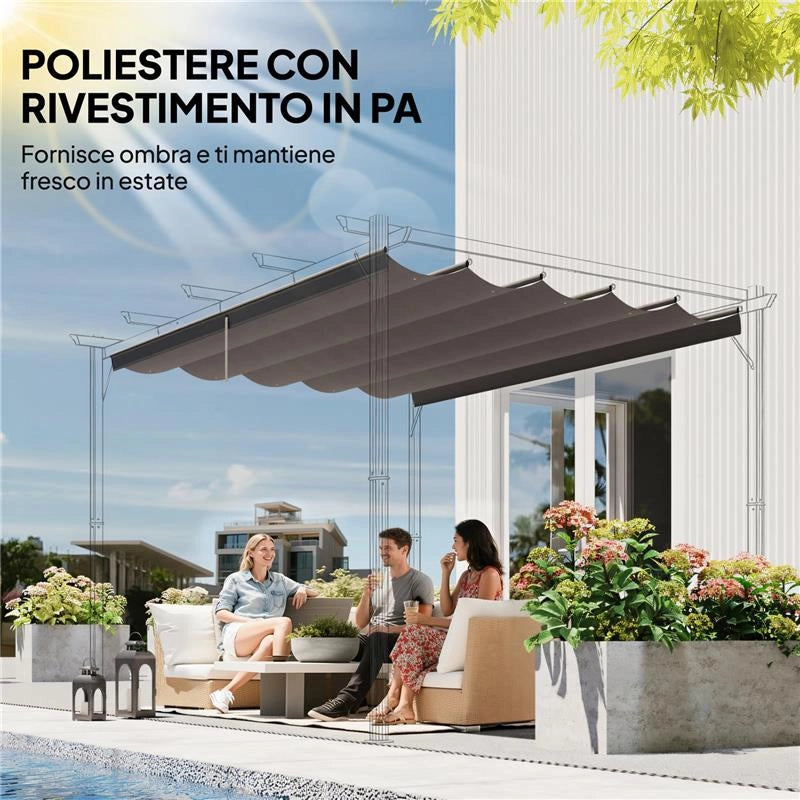 TETTUCCIO DI RICAMBIO PER GAZEBO 3X3 M CON 10 FORI DI DRENAGGIO, GRIGIO CHIARO