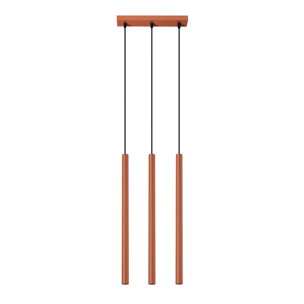 Lampada a sospensione moderna in acciaio rosso ocra a 3 lampadine Pastelo Ocean Green
