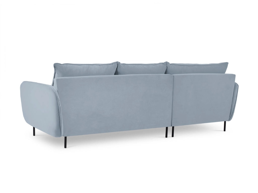 Cosmopolitan Design - Divano angolare sinistro "Vienna" 5 posti in velluto azzurro 