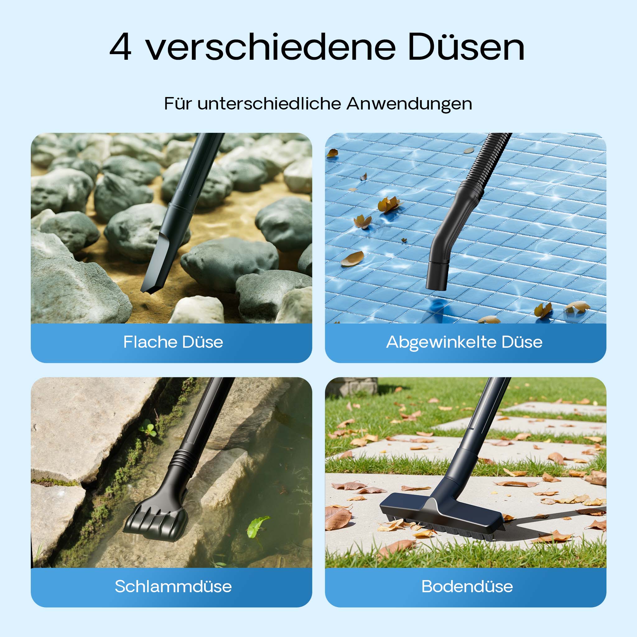 Aspiratore per laghetti/piscine Aspirafango 1400W Funzionamento a secco/umido Svuotamento automatico