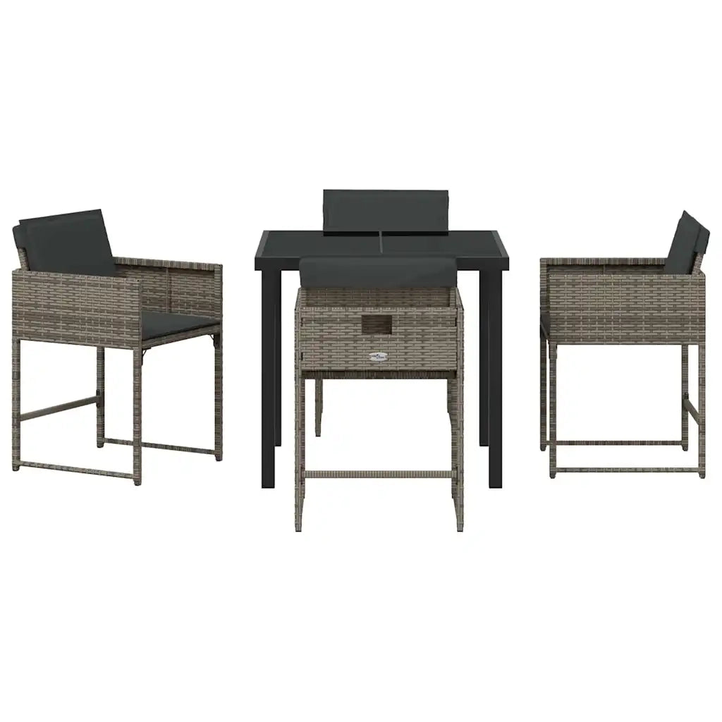 Set da Pranzo per Giardino 5 pcs Grigio polyrattan 3380721