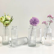 Set di vasi miniaturi 6 pezzi in vetro, decorati, altezza 13 cm, set di vasi miniaturi in vetro per fiori, decorazione da tavola, regali per ospiti, decorazione per matrimoni e eventi (trasparente)