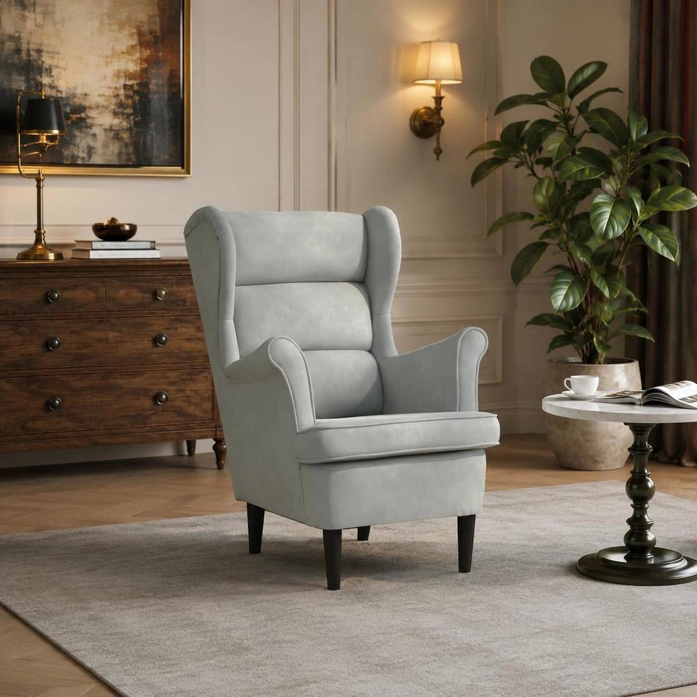 Armchair Light Grey Velvet